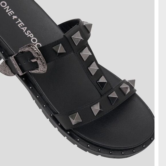 One Teaspoon Elise sandals black studded shoes slides free people NEW 42 11 - Picture 4 of 15